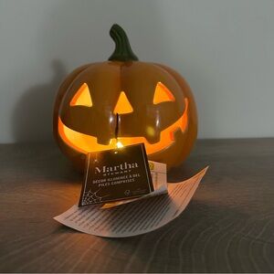 Halloween Martha Stewart ceramic Orange Pumpkin LED Decor